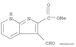 Molecular Structure of 1204475-76-2 (1H-Pyrrolo[2,3-b]pyridine-2-carboxylic acid, 3-formyl-, methyl ester)